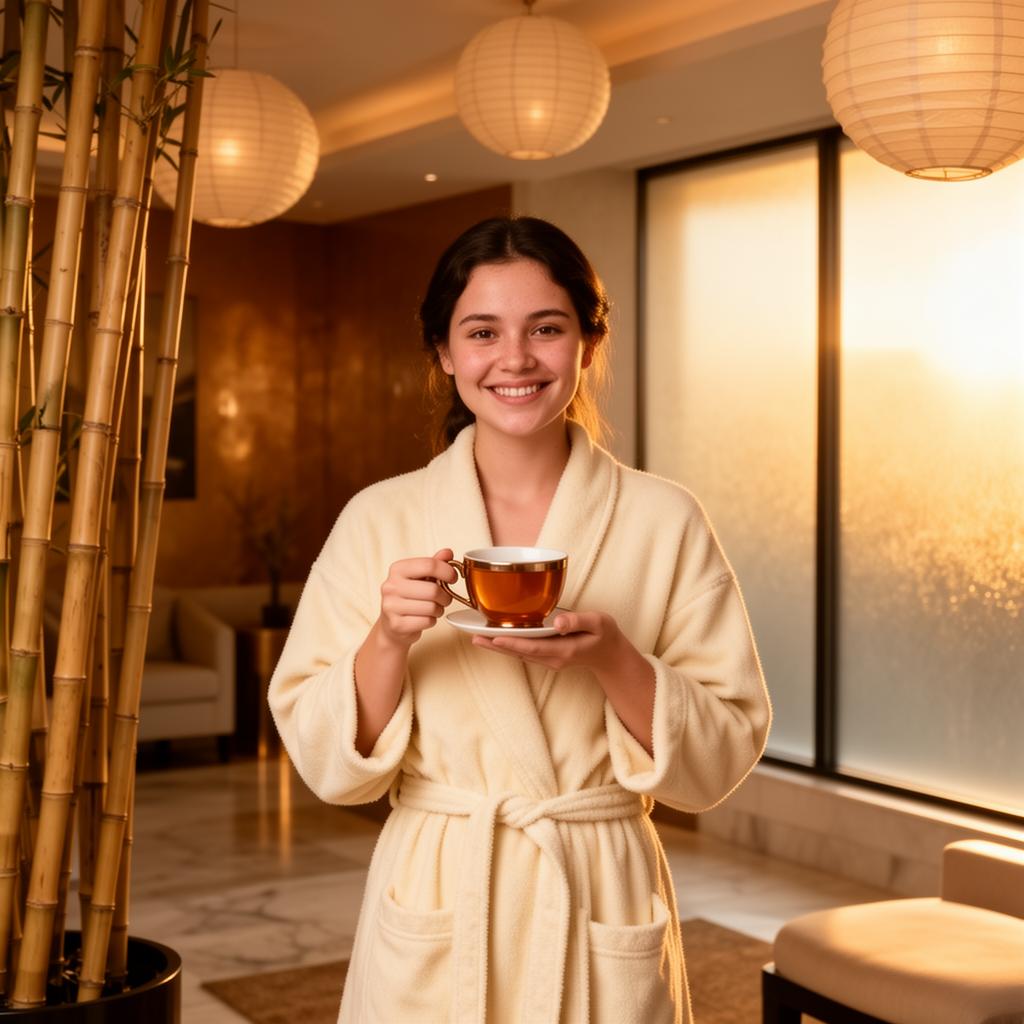 Guest enjoying tea in the lounge